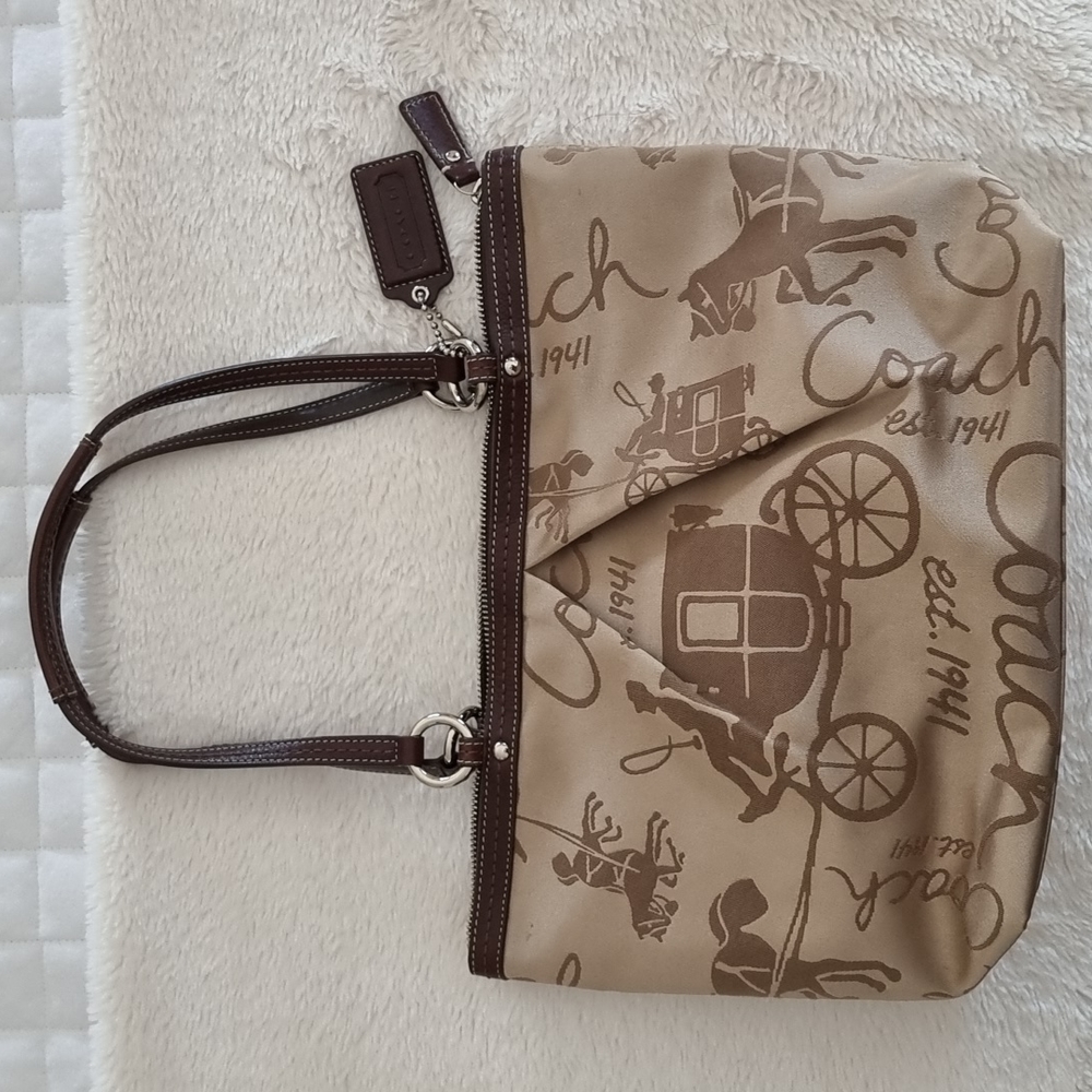 *RARE Limited Ed* Coach Horse & Carriage Sateen Shoulder Tote Bag